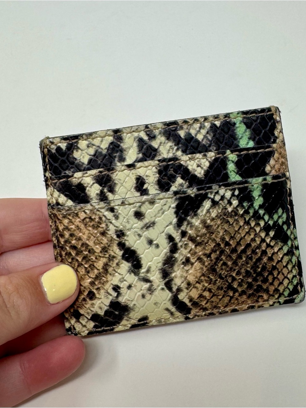 J. Crew | Snake-Print Card Holder in Brown, Cream & Black - EUC